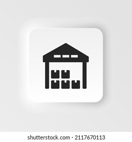 Mass production, warehouse neumorphic style vector icon. Simple element illustration from UI concept. Mass production, warehouse neumorphic style vector icon. Infographic concept