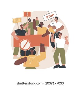 Mass protest abstract concept vector illustration. Demonstration, violent riots, social movement, political rights, racial equity, law enforcement, political activist, democracy abstract metaphor.