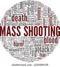 Mass Shooting word cloud conceptual design isolated on white background.