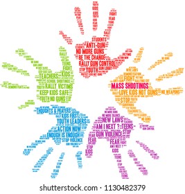 Mass Shootings word cloud on a white background. 