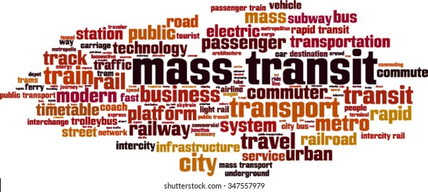Mass transit word cloud concept. Vector illustration
