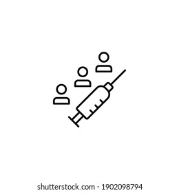 Mass vaccination simple thin line icon vector illustration