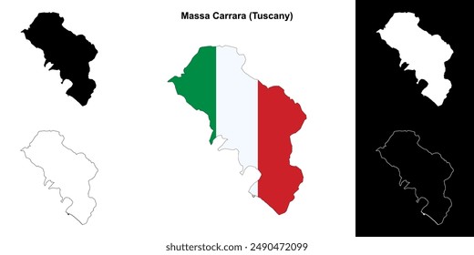 Massa Carrara province outline map set