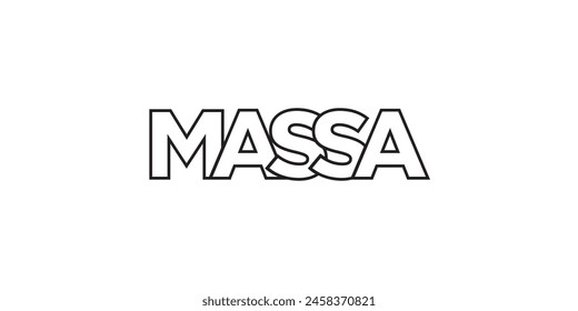 Massa in the Italia emblem. The design features a geometric style, vector illustration with bold typography in a modern font. The graphic slogan lettering.