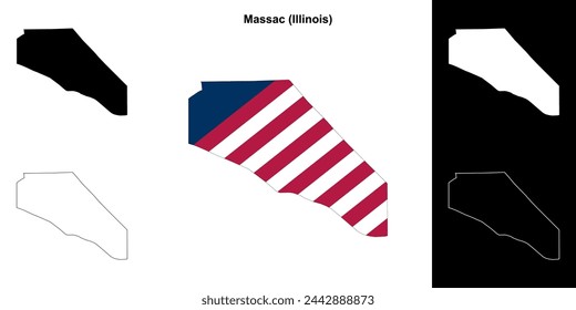 Massac county (Illinois) outline map set