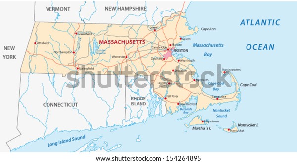 Massachusets Map Stock Vector (Royalty Free) 154264895 | Shutterstock