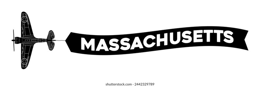 Massachusetts advertisement banner is attached to the plane