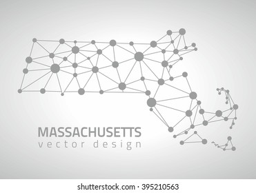 Massachusetts America outline vector map