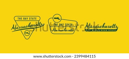 Massachusetts - The Bay State. Massachusetts state logo, label, poster. Vintage poster. Print for T-shirt, typography. Vector illustration
