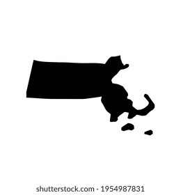 Massachusetts black map on white background