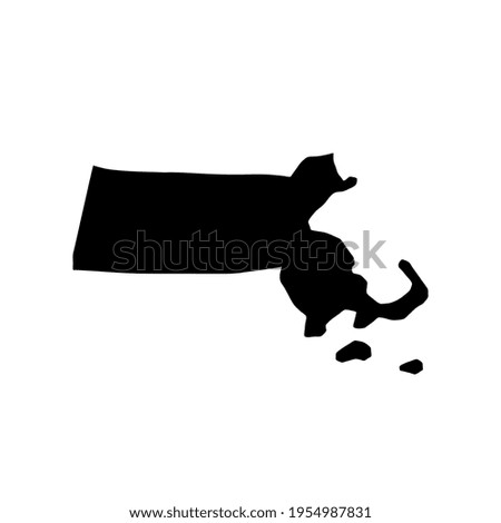 Massachusetts black map on white background