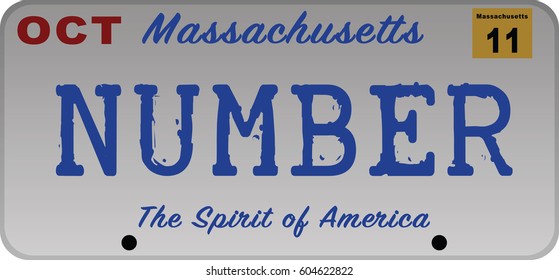 Massachusetts Car Registration Number Plates: vetor stock (livre de