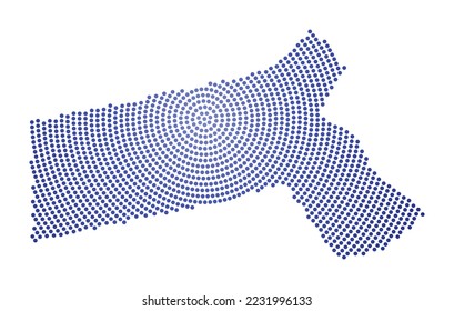 Massachusetts dotted map. Digital style shape of Massachusetts. Tech icon of the US state with graduated dots. Superb vector illustration.