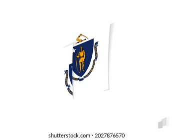 Massachusetts flag in an abstract ripped design. Modern design of the Massachusetts flag. Vector icon.