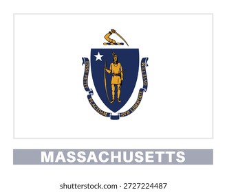 Bandera de Massachusetts. Banderas del Estado americano en colores y proporciones oficiales