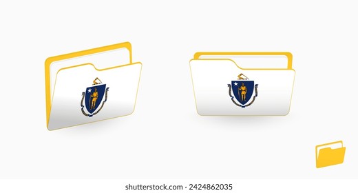 Marca de Massachusetts en dos tipos de icono de carpeta. Ilustración vectorial.