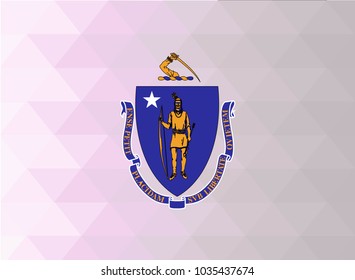Massachusetts Flag vector illustration. Massachusetts Flag. National Flag of Massachusetts . Mosaic flag. Vector