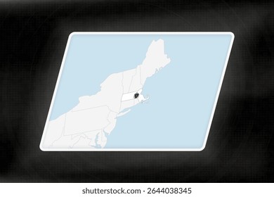 Massachusetts Destaque em cores de bandeira no mapa geográfico. Mapa moderno em um fundo abstrato escuro.