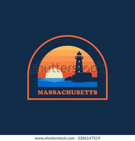 Massachusetts lighthouse vintage logo vector concept, icon, element, and template for company. Travel, explore, adventure logo.