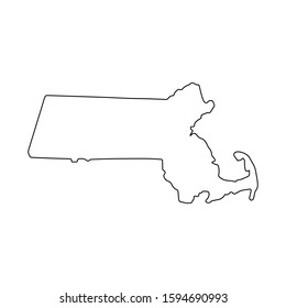 Massachusetts line USA state, American map illustration, America vector isolated on white background, outline style