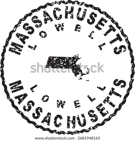Massachusetts Lowell Round Seal Map Design