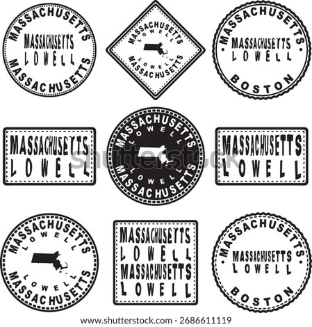 Massachusetts Lowell Round Seal Map Design