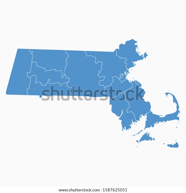 Massachusetts Map Blue Color Usa State Stock Vector (Royalty Free ...