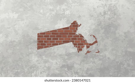 Massachusetts map bricks effect industrial texture wallpaper background