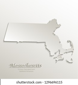 Massachusetts map card paper 3D natural vector