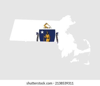 Massachusetts Map Flag. Map of MA, USA with the state flag. United States, America, American, United States of America, US State Banner. Vector illustration. svg