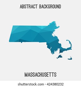 Massachusetts map in geometric polygonal style.Abstract tessellation,modern design background. Vector illustration EPS8