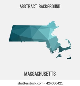 Massachusetts map in geometric polygonal style.Abstract tessellation,modern design background. Vector illustration EPS8