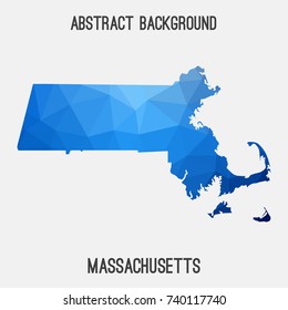 Massachusetts map in geometric polygonal,mosaic style. Abstract tessellation, modern design background, low poly. Vector illustration.