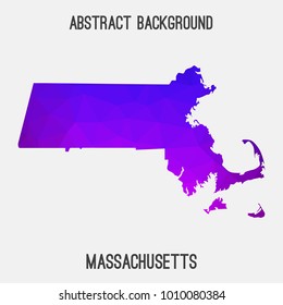 Massachusetts map in geometric polygonal,mosaic style.Abstract tessellation,modern design background,low poly. Vector illustration.