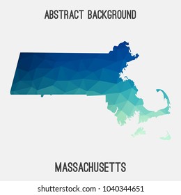 Massachusetts map in geometric polygonal,mosaic style.Abstract tessellation,modern design background,low poly. Geometric cover, mockup. Vector illustration.