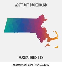 Massachusetts map in geometric polygonal,mosaic style.Abstract tessellation,modern design background,low poly. Geometric cover, mockup. Vector illustration.