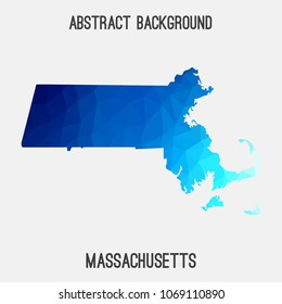 Massachusetts map in geometric polygonal,mosaic style.Abstract tessellation,modern design background,low poly. Geometric cover, mockup. Vector illustration.