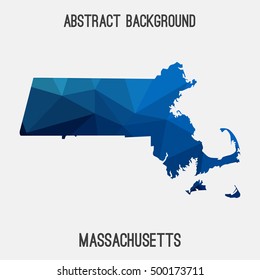 Massachusetts map in geometric polygonal,mosaic style.Abstract tessellation,modern design background,low poly. Vector illustration.
