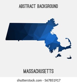 Massachusetts map in geometric polygonal,mosaic style.Abstract tessellation,modern design background. Vector illustration EPS8