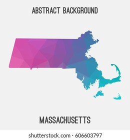 Massachusetts map in geometric polygonal,mosaic style.Abstract tessellation,modern design background,low poly. Vector illustration.