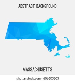 Massachusetts map in geometric polygonal,mosaic style.Abstract tessellation,modern design background,low poly. Vector illustration.