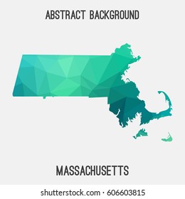 Massachusetts map in geometric polygonal,mosaic style.Abstract tessellation,modern design background,low poly. Vector illustration.