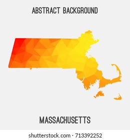 Massachusetts map in geometric polygonal,mosaic style.Abstract tessellation,modern design background,low poly. Vector illustration.