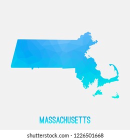 Massachusetts map low poly geometric polygonal,mosaic style,abstract tessellation,modern design background. Geometric cover, mockup. Vector illustration EPS10.