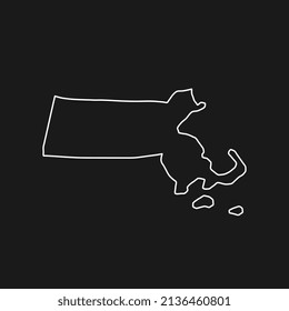 Massachusetts map on black background