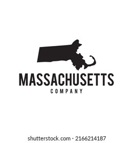 Massachusetts map outline vector logo design