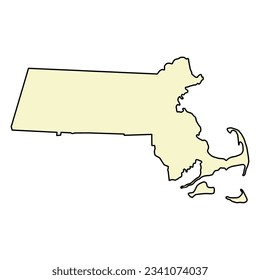 Massachusetts map shape, united states of america. Flat concept icon symbol vector illustration .