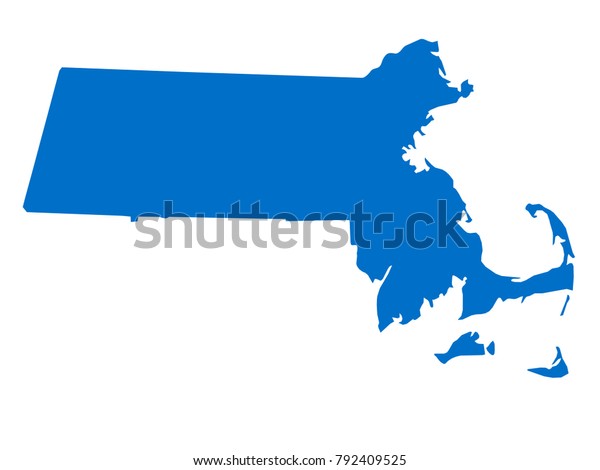 Massachusetts Map Sky Blue Tone Vector Stock Vector (royalty Free 