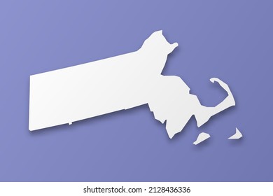 Massachusetts Map - USA, United States of America Map vector template with paper style including shadow and white color on purple background for design, infographic - Vector illustration eps 10