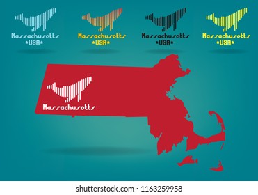 Massachusetts Map with whale modern design, vector eps 10.